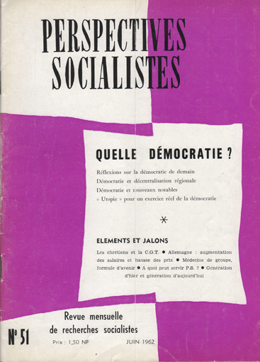 Couverture Perspectives Socialistes N°51, Juin 1962