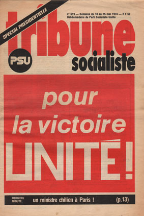 Couverture Tribune Socialiste N°619, 18 Mai 1974
