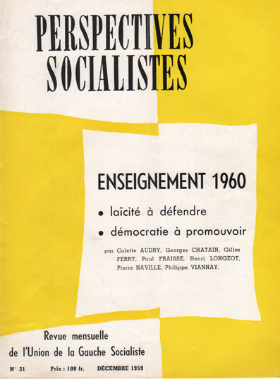 Couverture Perspectives socialistes N°31, Décembre 1959